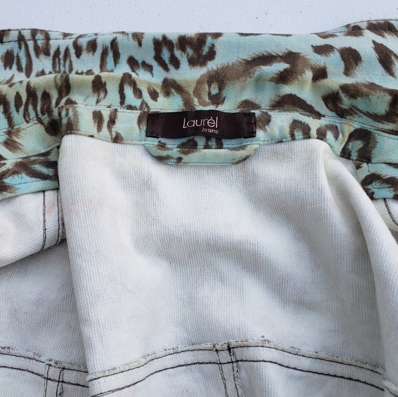 Laurèl by Escada Vintage 90s/00 Velvet/Brushed Blue Leopard Print Jacket Size 42 - Picture 8 of 15